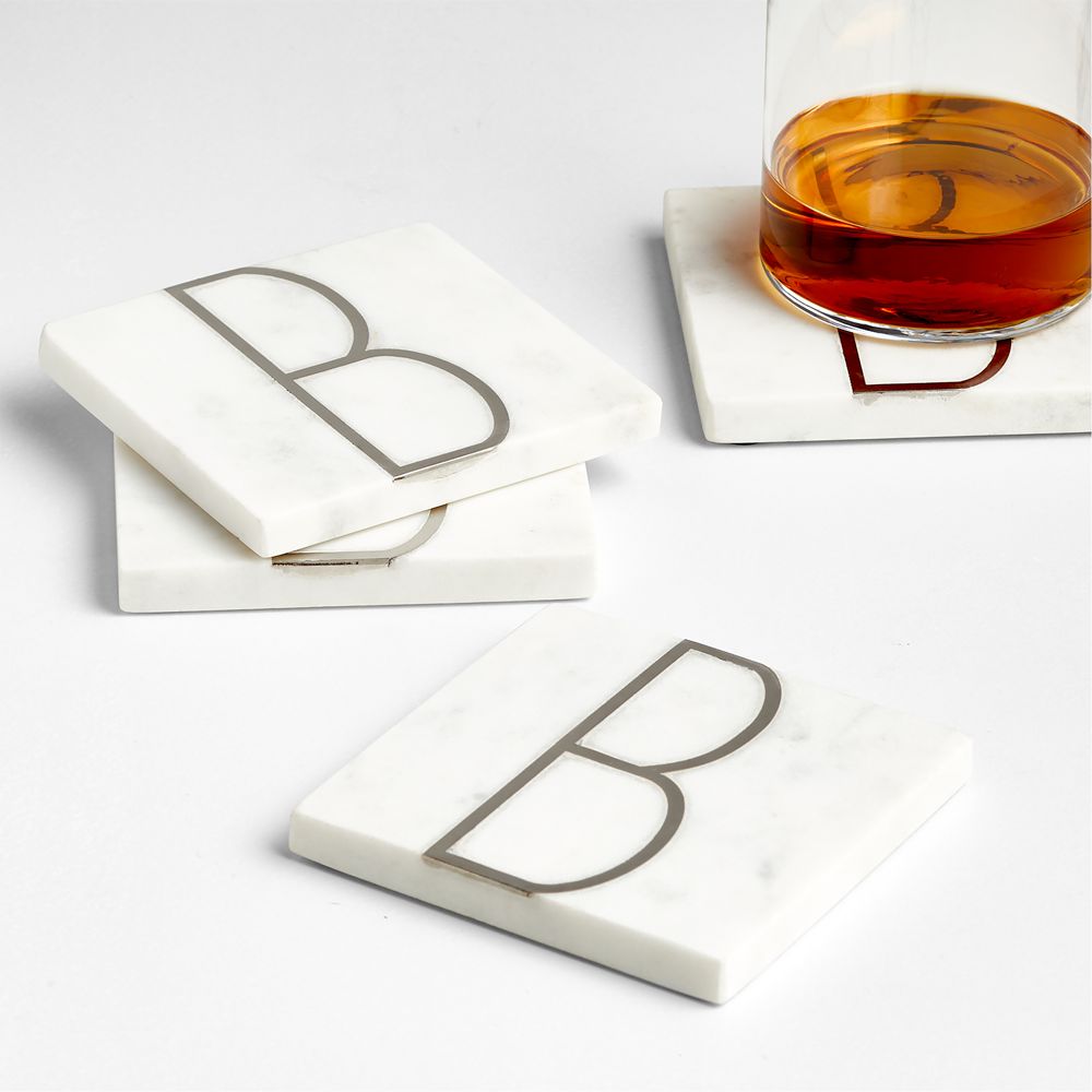 Marble Monogram Coasters, Set of 4- Image 5