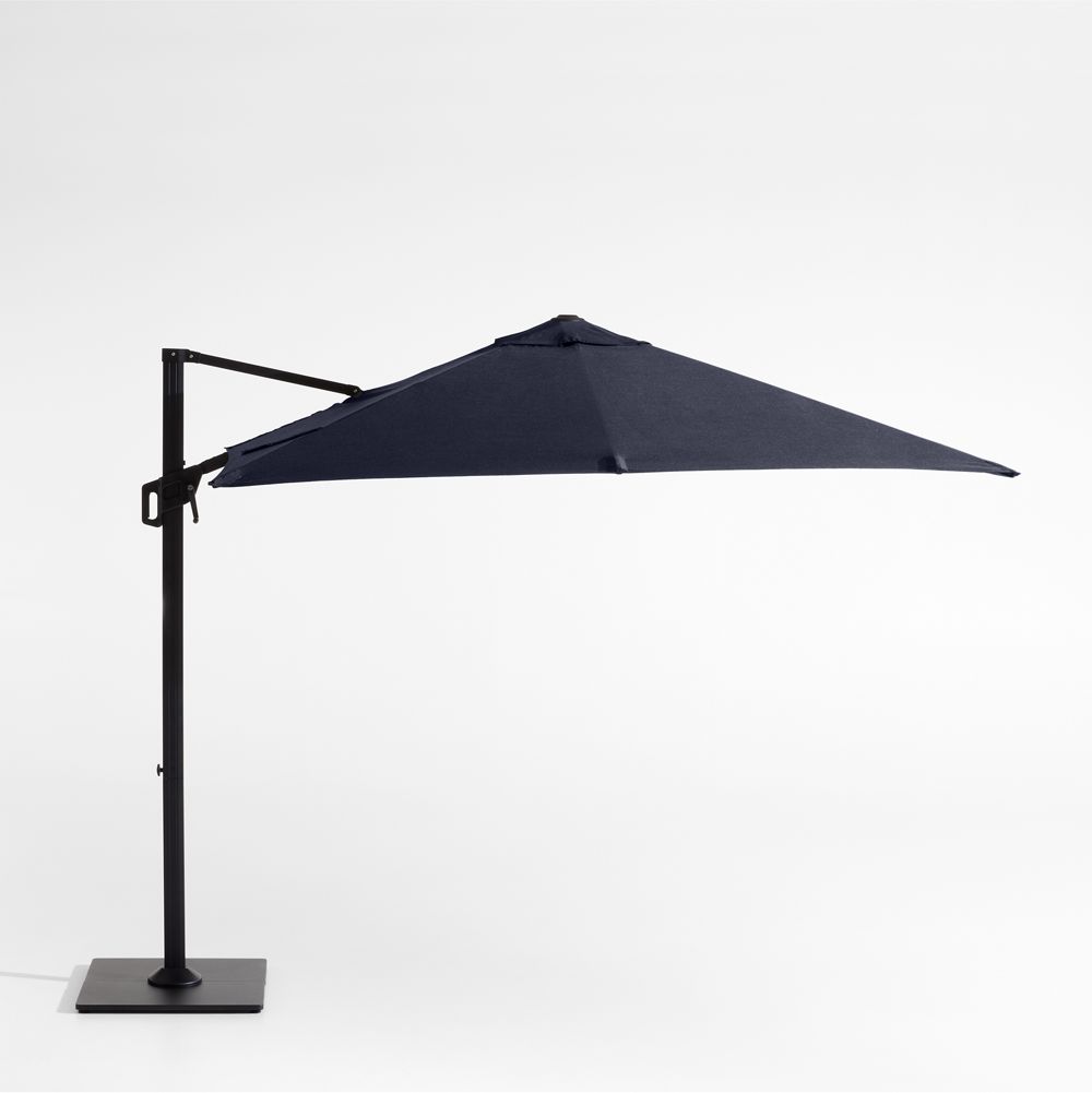 9' Square Sunbrella Canvas Navy Blue Cantilever Outdoor Patio Umbrella with Frame
