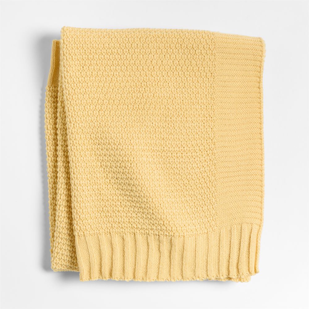 Bubble Knit Straw Yellow Recycled Baby Stroller Blanket