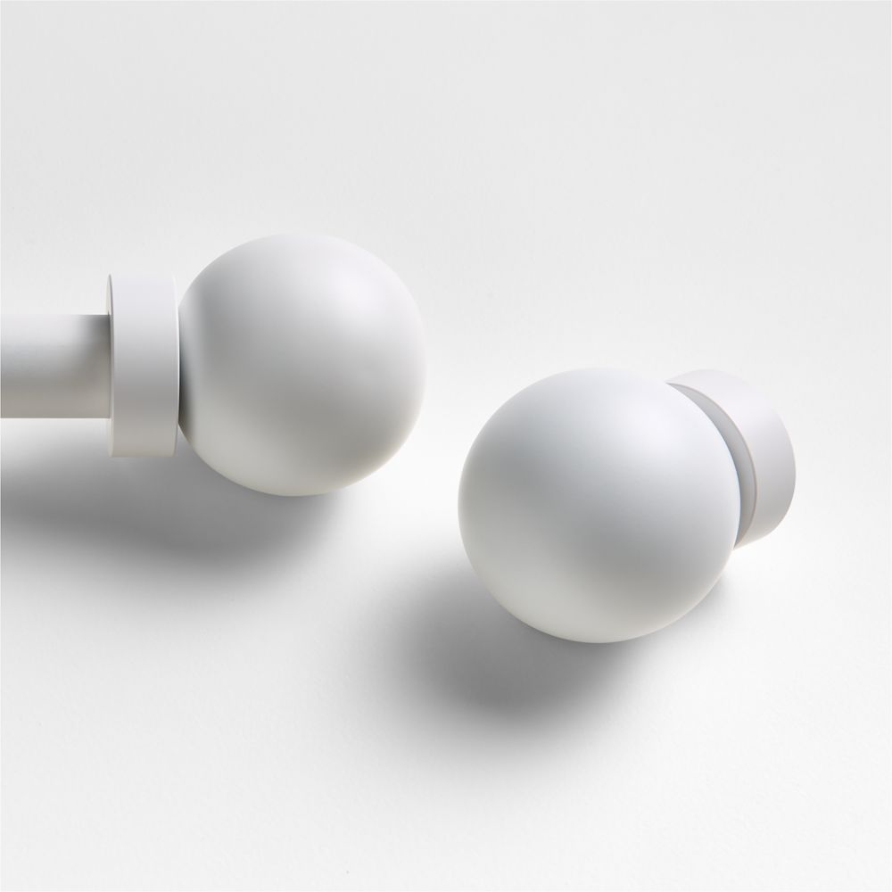 Large White Round Curtain End Cap Finials, Set of 2