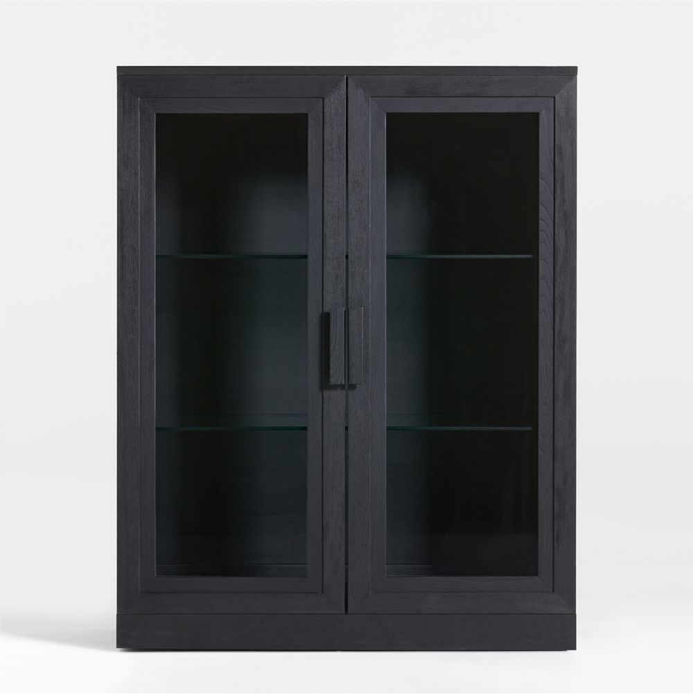 Calypso 36" Black Wood Modular Glass Door Bookcase