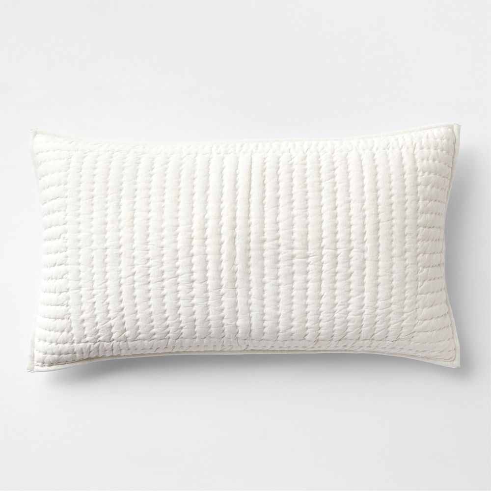 Cozysoft Organic Cotton Jersey Heathered Ivory Quilted Bed Pillow Sham