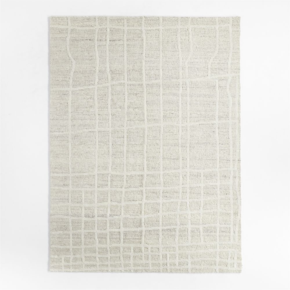 Agen Wool Handwoven Grid Ivory Area Rug