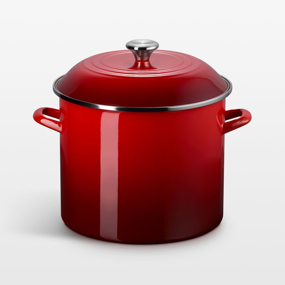 Le Creuset 16-Qt. Cerise Enameled Stockpot with Stainless Steel Knob