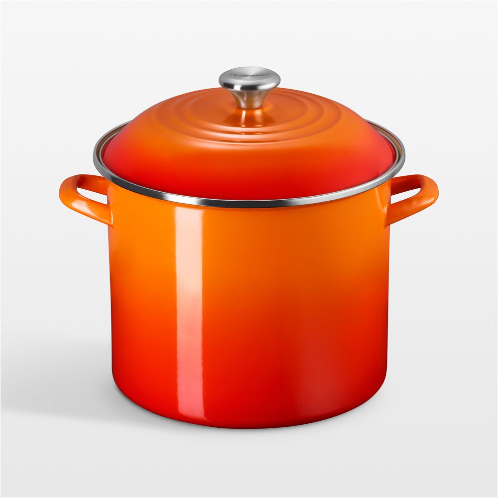Le Creuset 12-Qt. Flame Enameled Steel Stockpot with Stainless Steel Knob