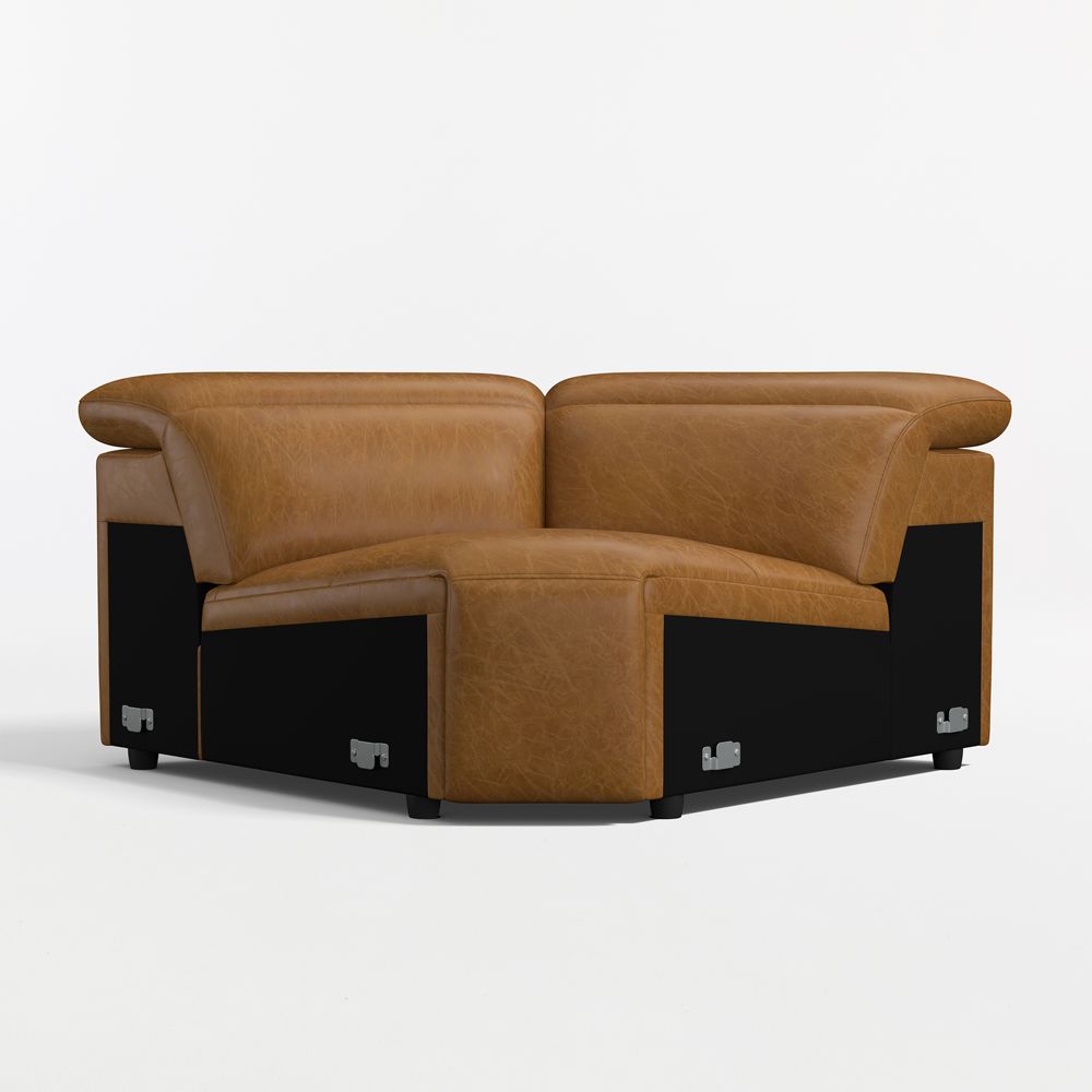 Drift Leather Stationary Wedge Chair Sectional Piece