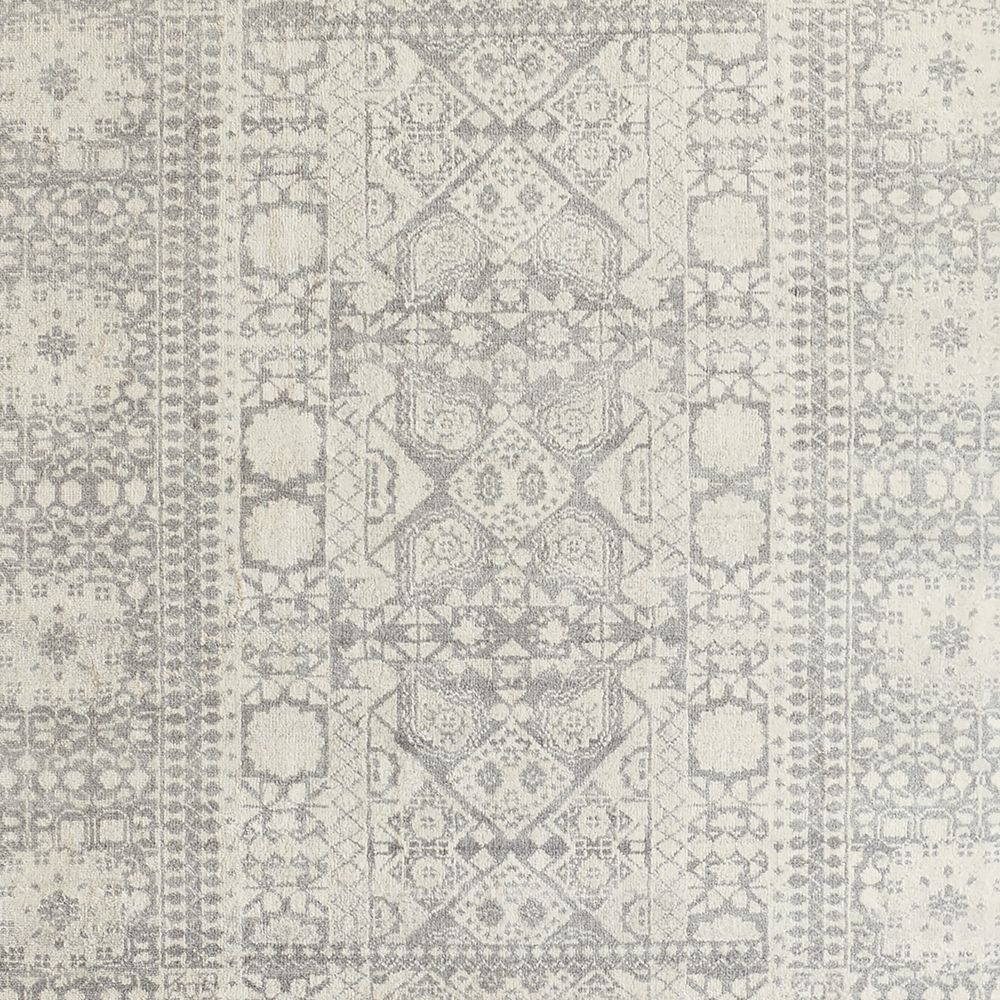 Sardinia Wool Performance Blend Traditional Grey Handknotted Rug Swatch 12"x18"
