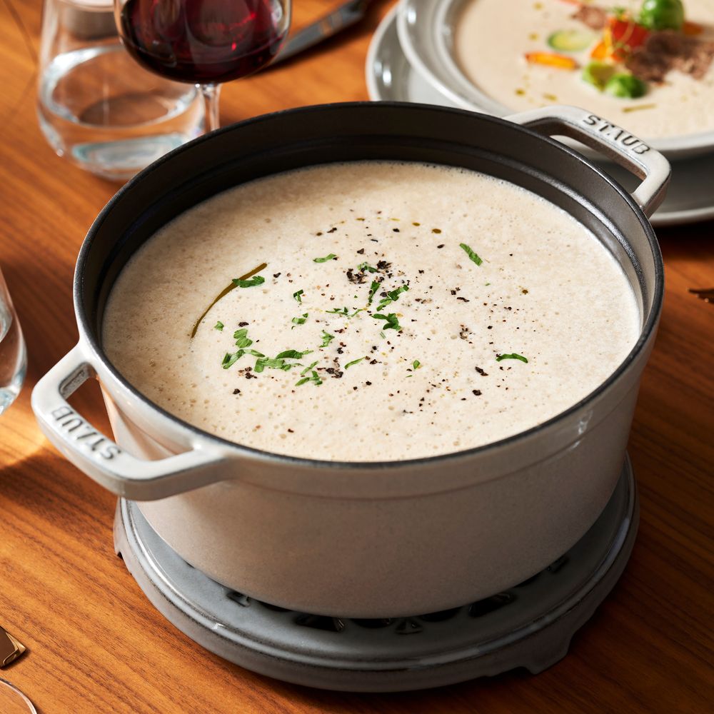 Alternative view of Staub 7-Qt. White Truffle Round Cocotte