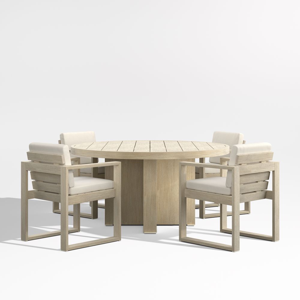 Mallorca 60" Wood Outdoor Dining Table Set with Cushions