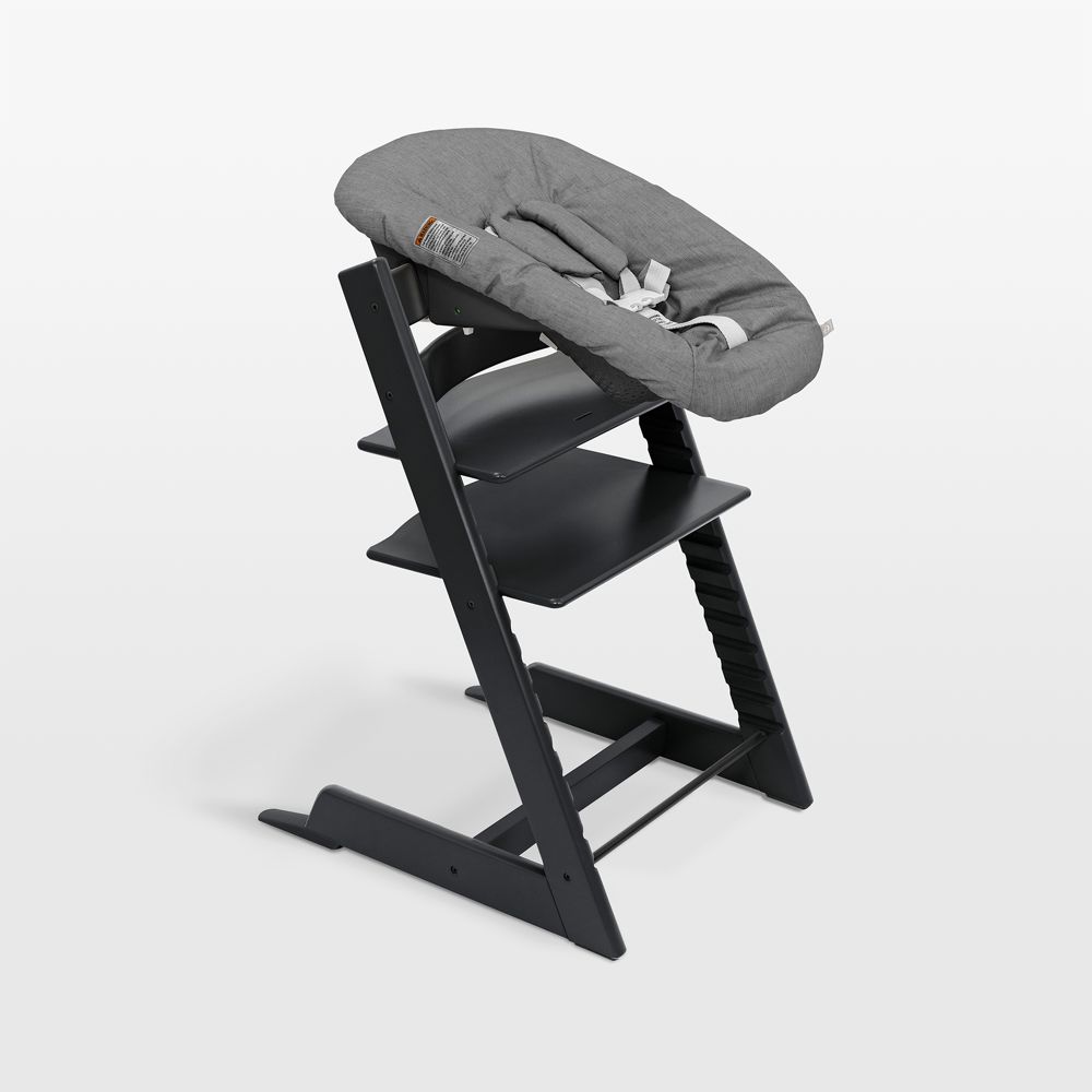 Stokke Tripp Trapp Black Wood and Athracite Grey Baby High Chair and Newborn Set
