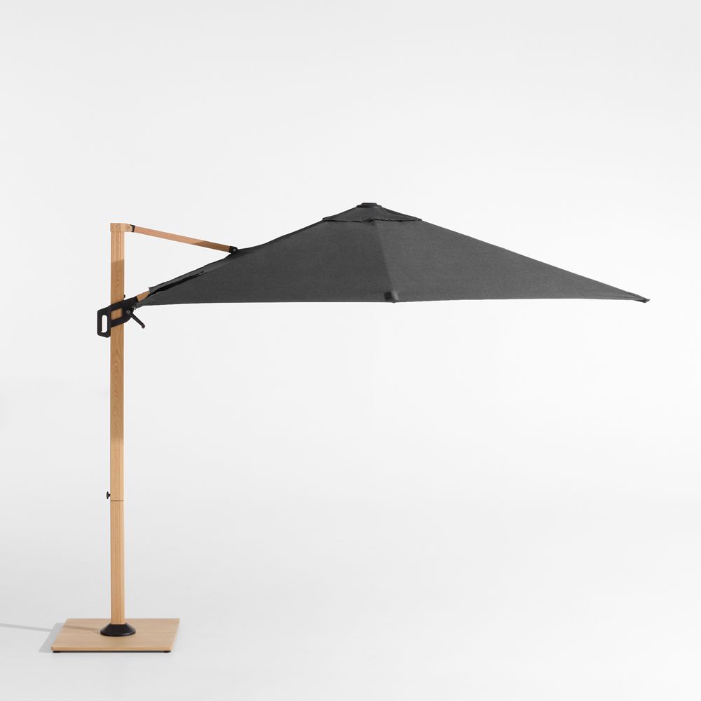 9' Square Sunbrella Cast Charcoal Grey Cantilever Outdoor Patio Umbrella with Frame