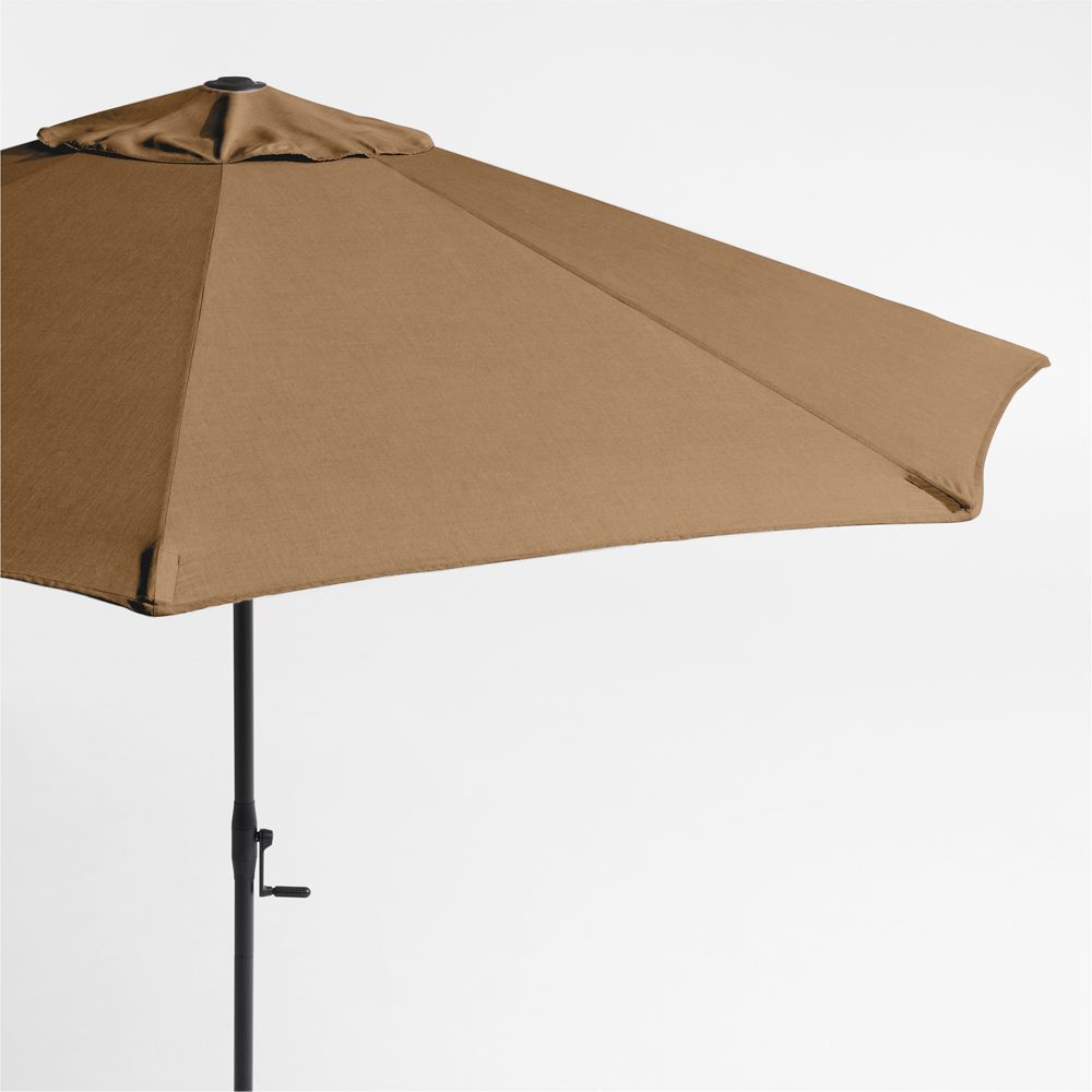 10' Round Sunbrella Cast Teak Outdoor Patio Umbrella with Frame