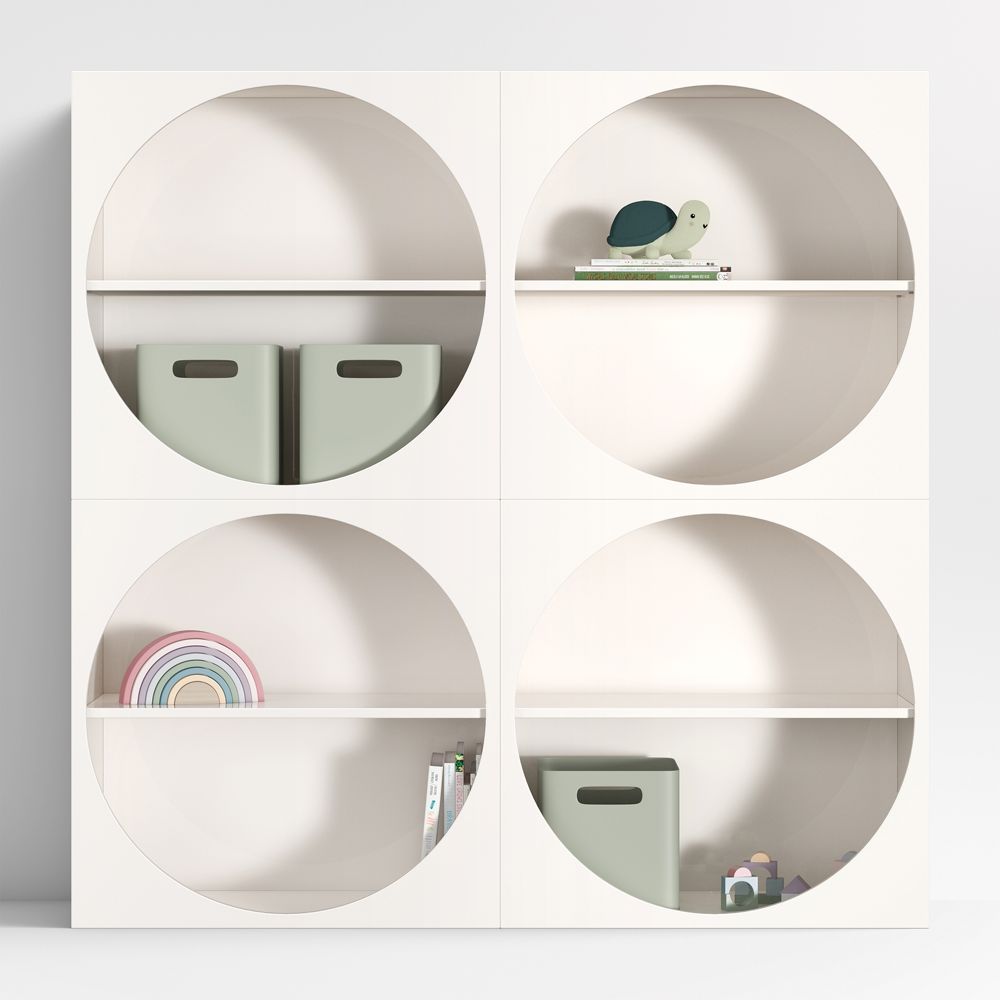 Twiggy 60" Modular Glossy Ivory Kids Open Bookcases, Set of 4
