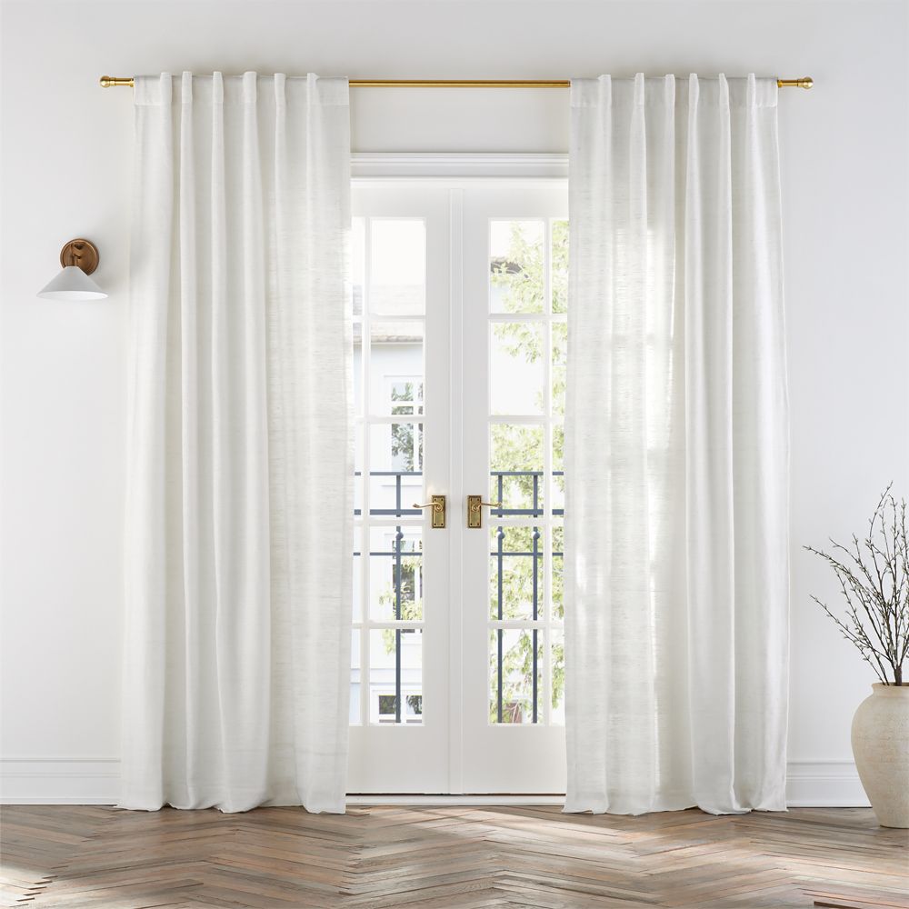 Trevino Crisp White Cotton Silk Blend Window Curtain Panel