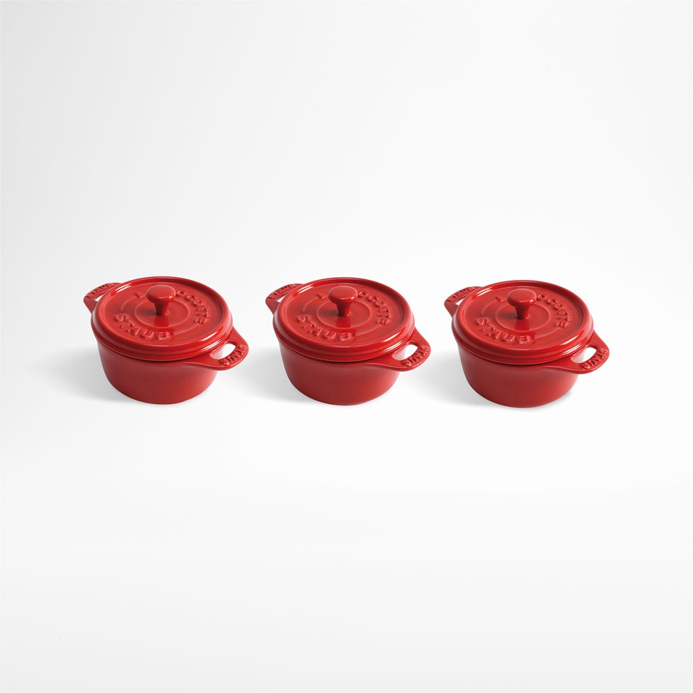 Staub Cherry Round Mini Cocottes, Set of 3