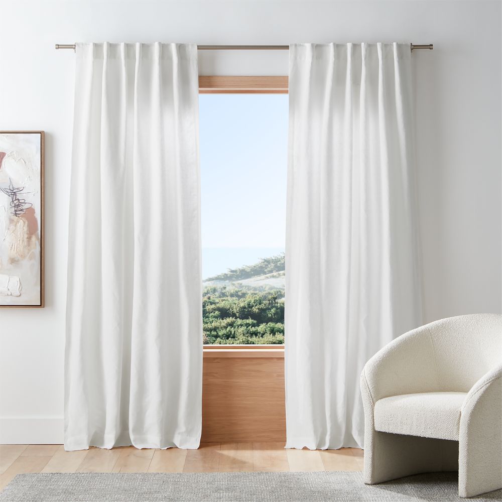 Crisp White European Linen Window Curtain Panel