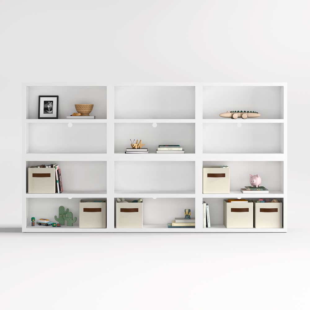Ever Simple 108" Set of 3 Modular White Wood Kids Open Bookcases
