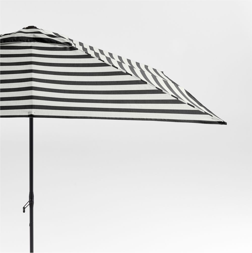10' Rectangle Sunbrella Black and White Cabana Stripe Outdoor Patio Umbrella with Frame