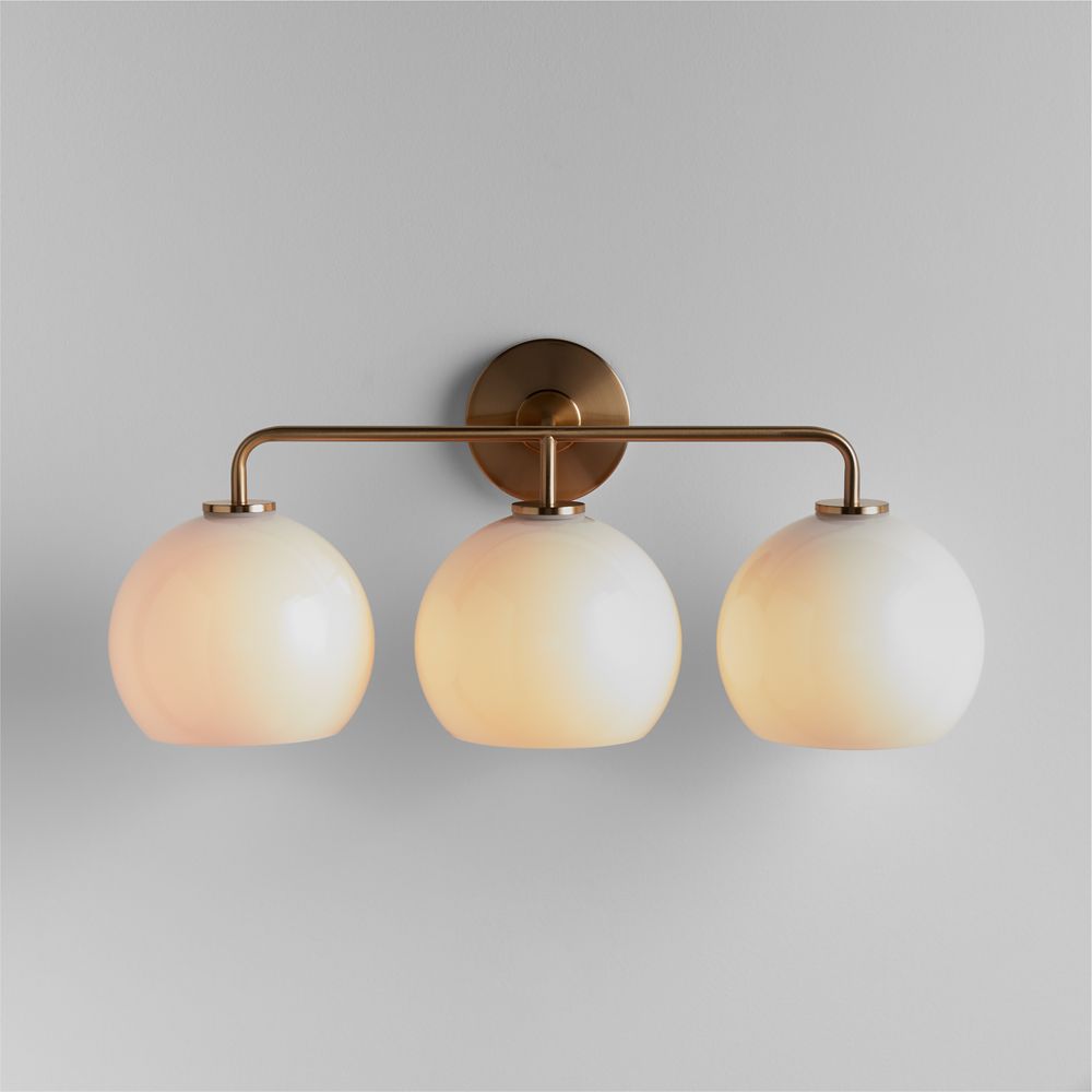 Arren Brass 3-Light Wall Sconce with Glass Shades