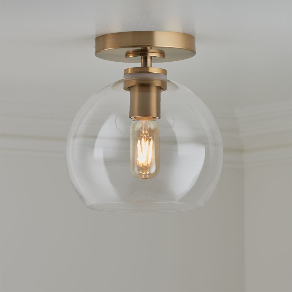 Arren Brass Flush Mount Light with Clear Round Shade 8"