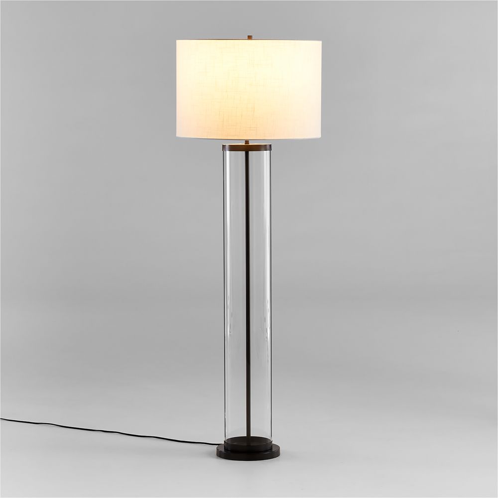 Promenade Black Floor Lamp with White Shade 62"