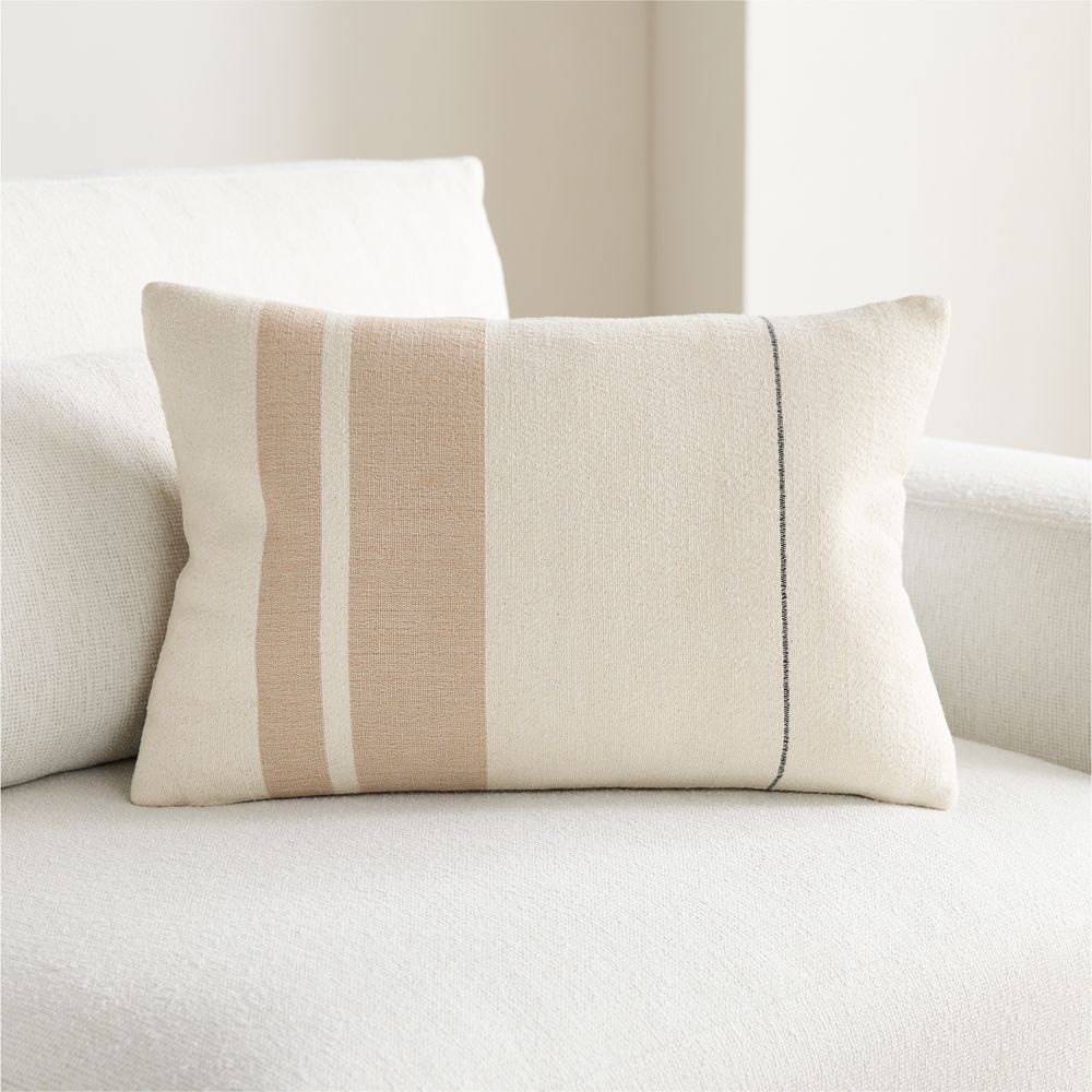 Charlie Colorblock 22"x15" Warm Sand Beige Throw Pillow
