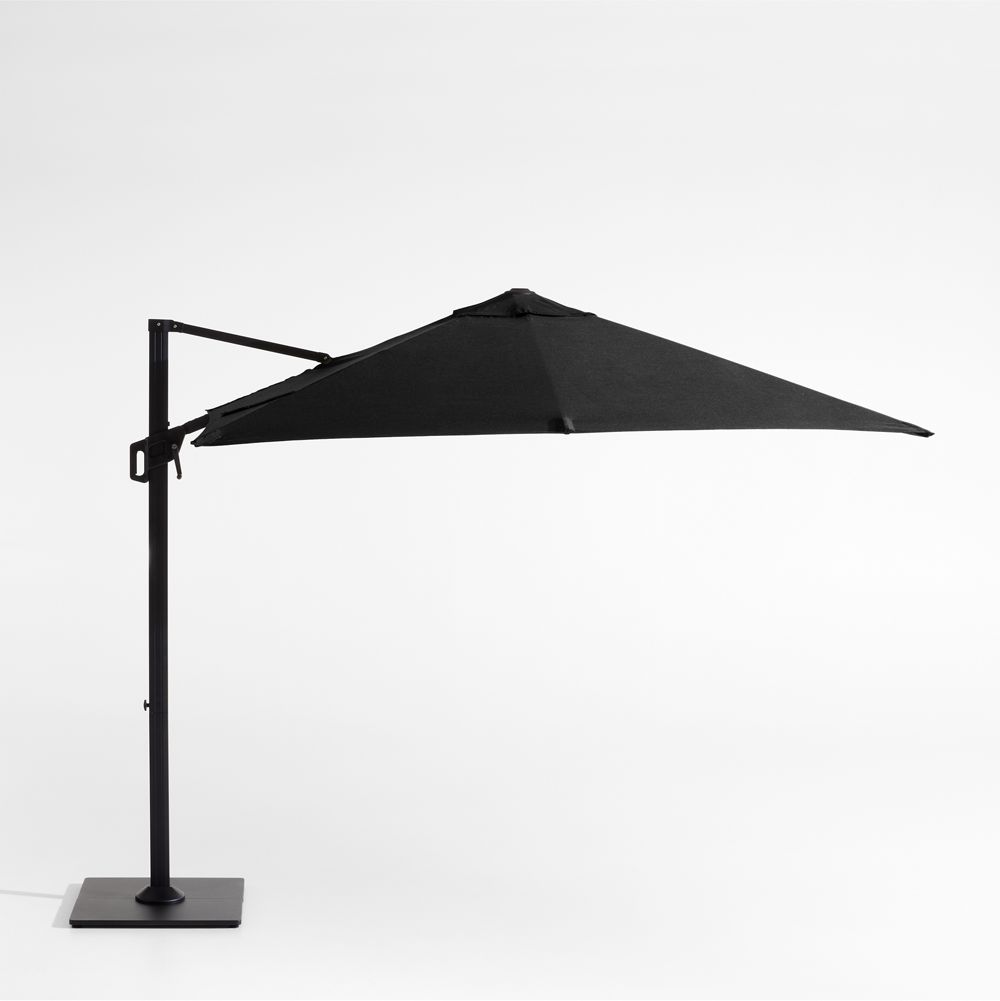 9' Square Sunbrella Canvas Black Cantilever Outdoor Patio Umbrella with Frame