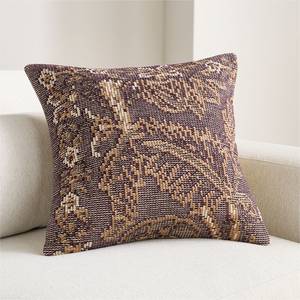 Hillsfield Organic Cotton 20"x20" Deep Burgundy Throw Pillow