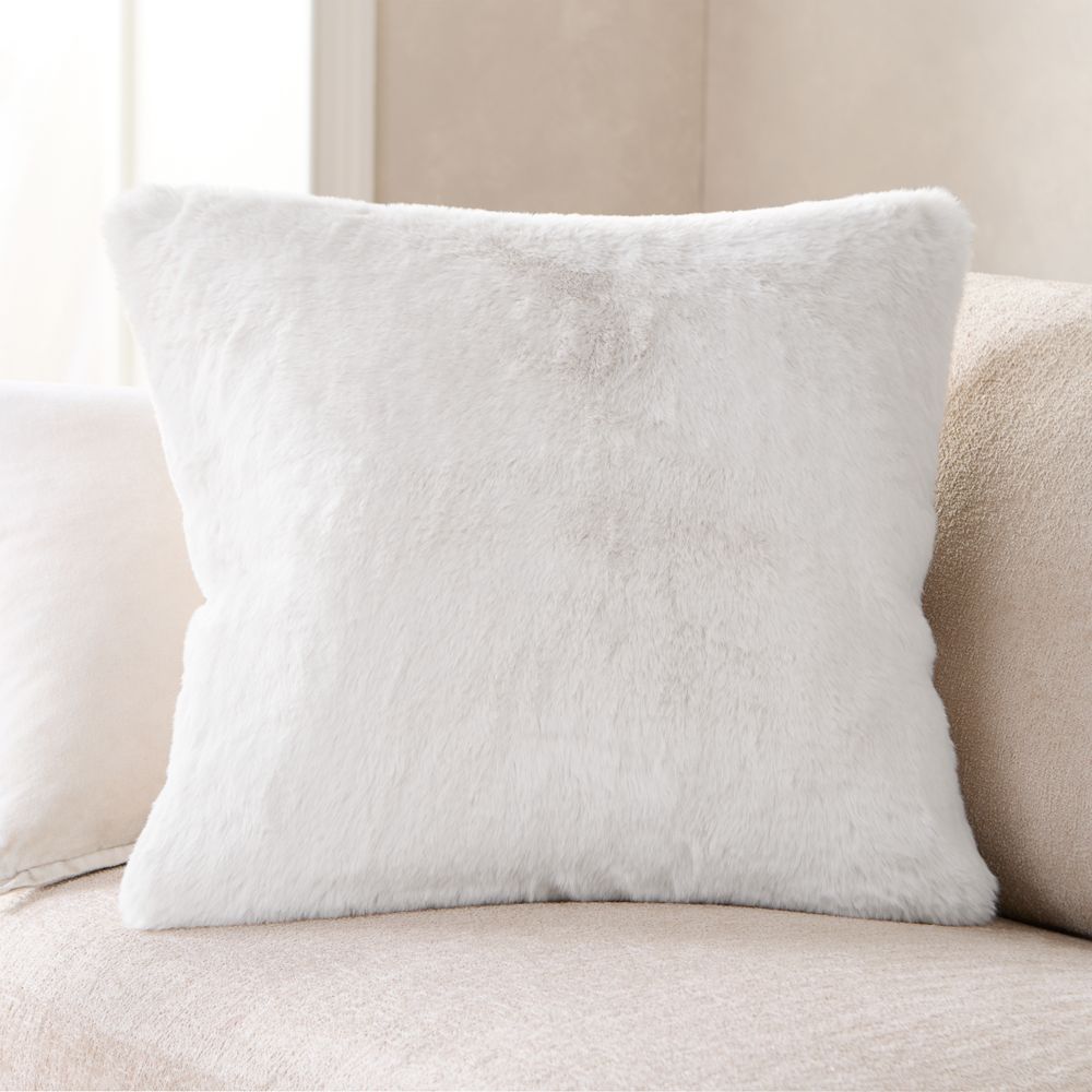Ivory 23"x23" Faux Fur Throw Pillow