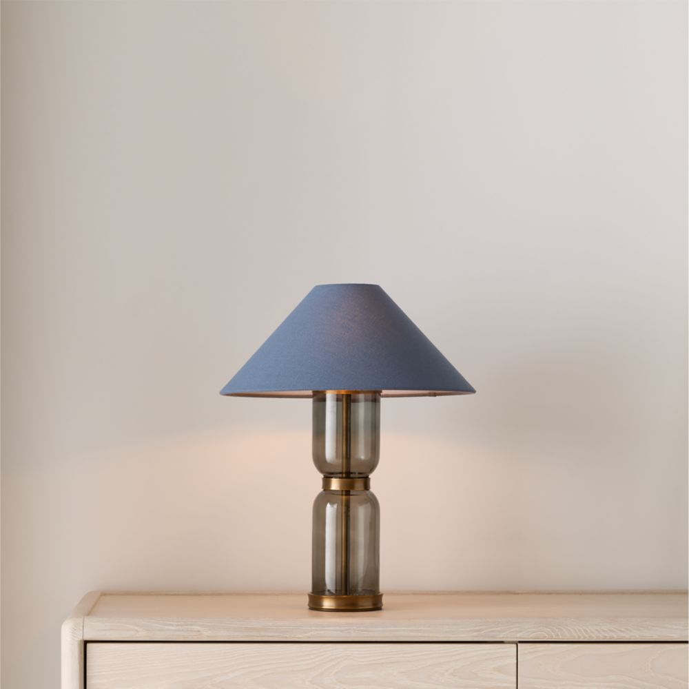 Velato Glass Table Lamp 14.5" with Blue Shade