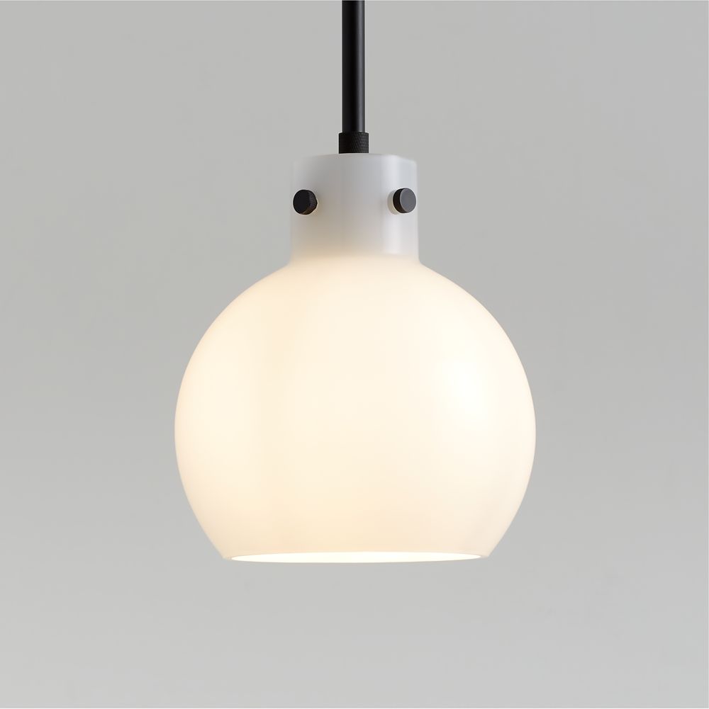 Dakota Black Pendant Light with Small Milk White Glass Globe