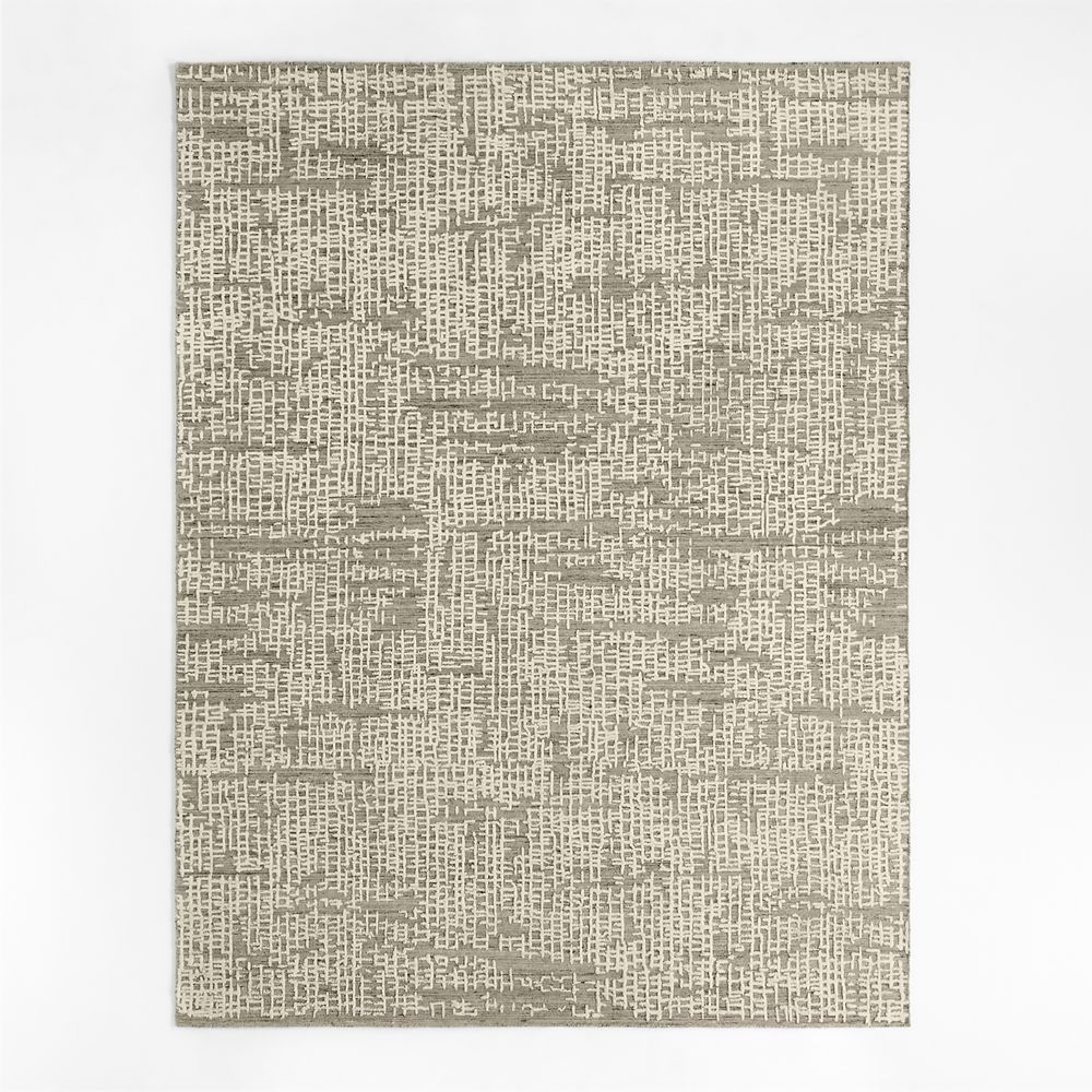 Montauban Wool Blend Handwoven White and Light Grey Area Rug