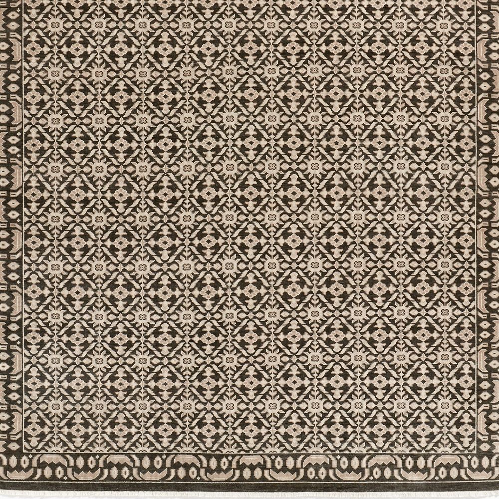 Bordeaux Wool Traditional Hand-Knotted Espresso Brown Rug Swatch 12"x18"