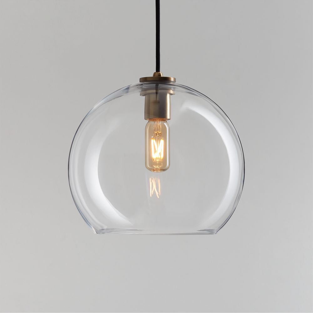Arren Black Single Light Pendant With Large Round Glass Shade