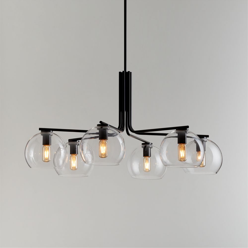 Arren Black Chandelier Lights with Round Glass Shades