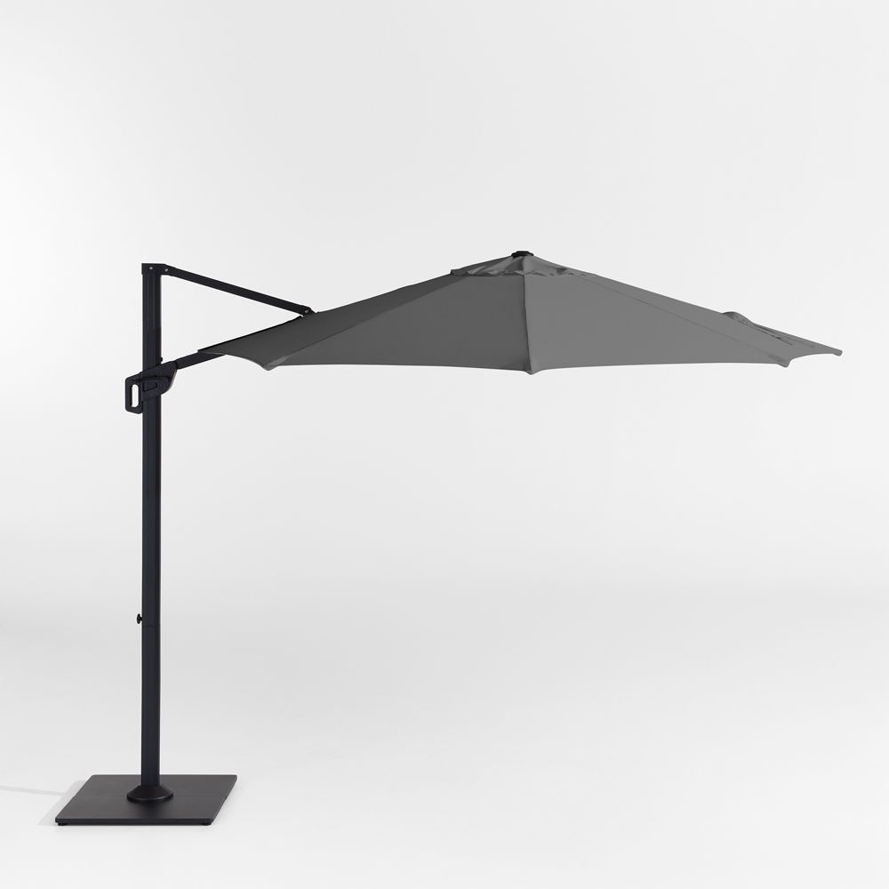10' Round Sunbrella Cast Charcoal Grey Cantilever Outdoor Patio Umbrella with Frame