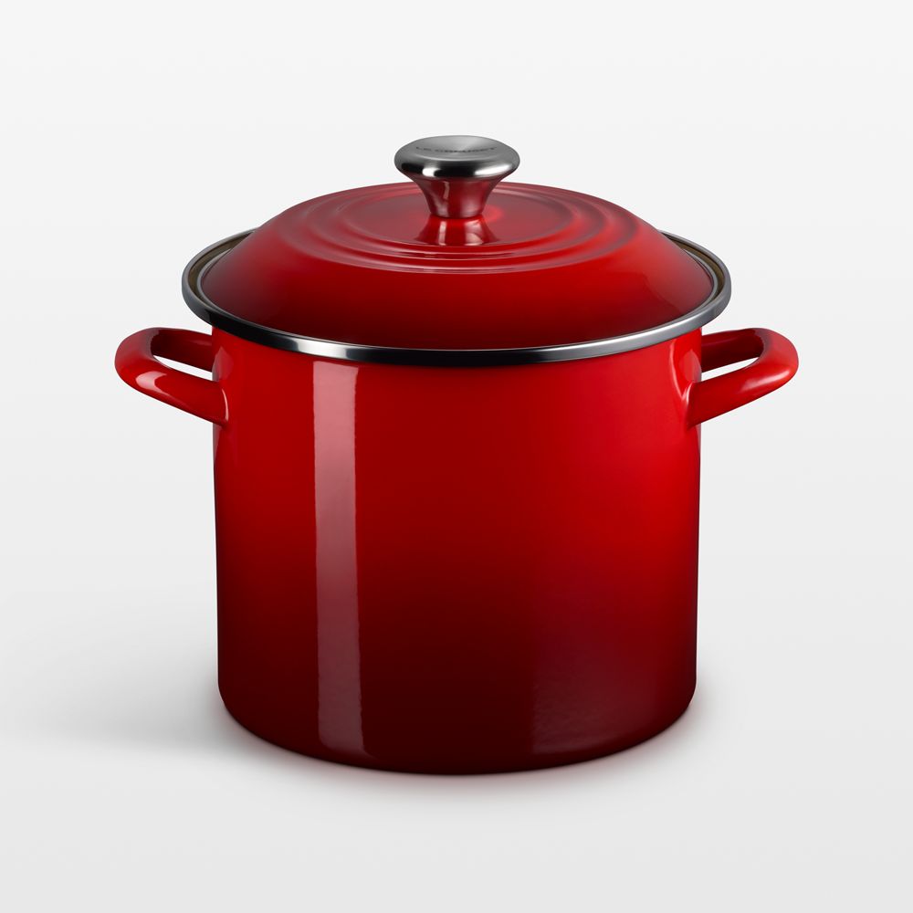 Le Creuset 8-Qt. Cerise Enameled Stockpot with Stainless Steel Knob