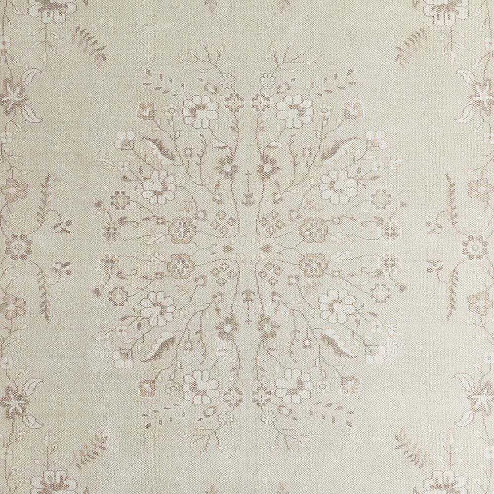 Florence Performance Traditional Floral Ivory Handknotted Rug Swatch 12"x18"