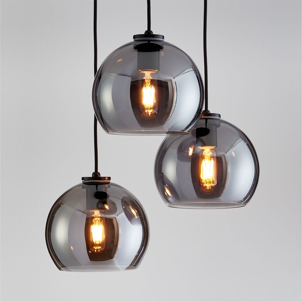 Arren Brass 3-Light Pendant with Glass Shades