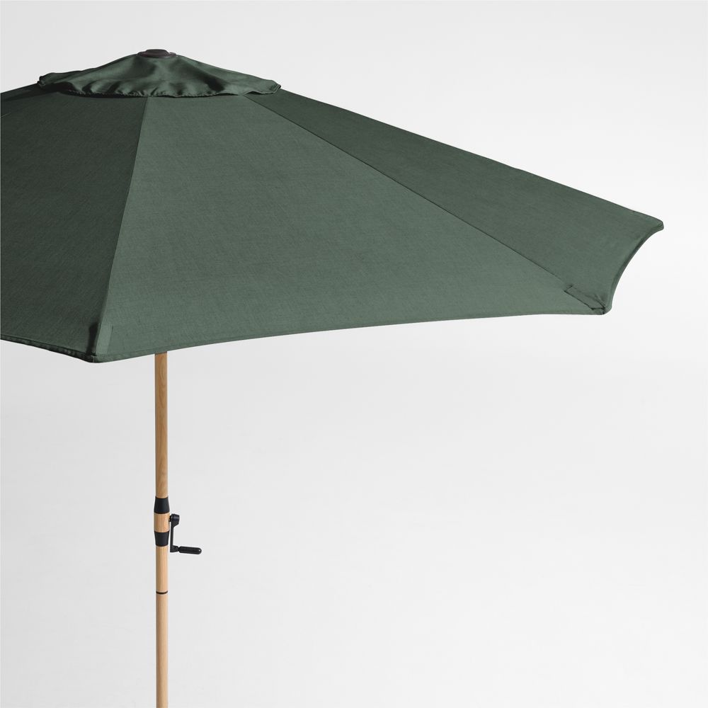 10' Round Sunbrella Cast Ivy Green Outdoor Patio Umbrella with Faux Wood Metal Frame