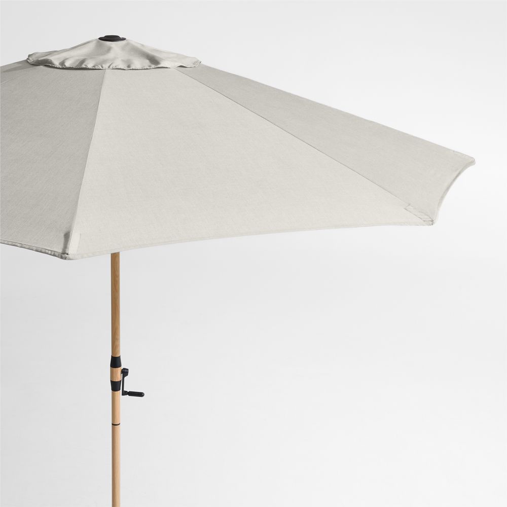 10' Round Sunbrella Cast Silver Outdoor Patio Umbrella with Faux Wood Metal Frame