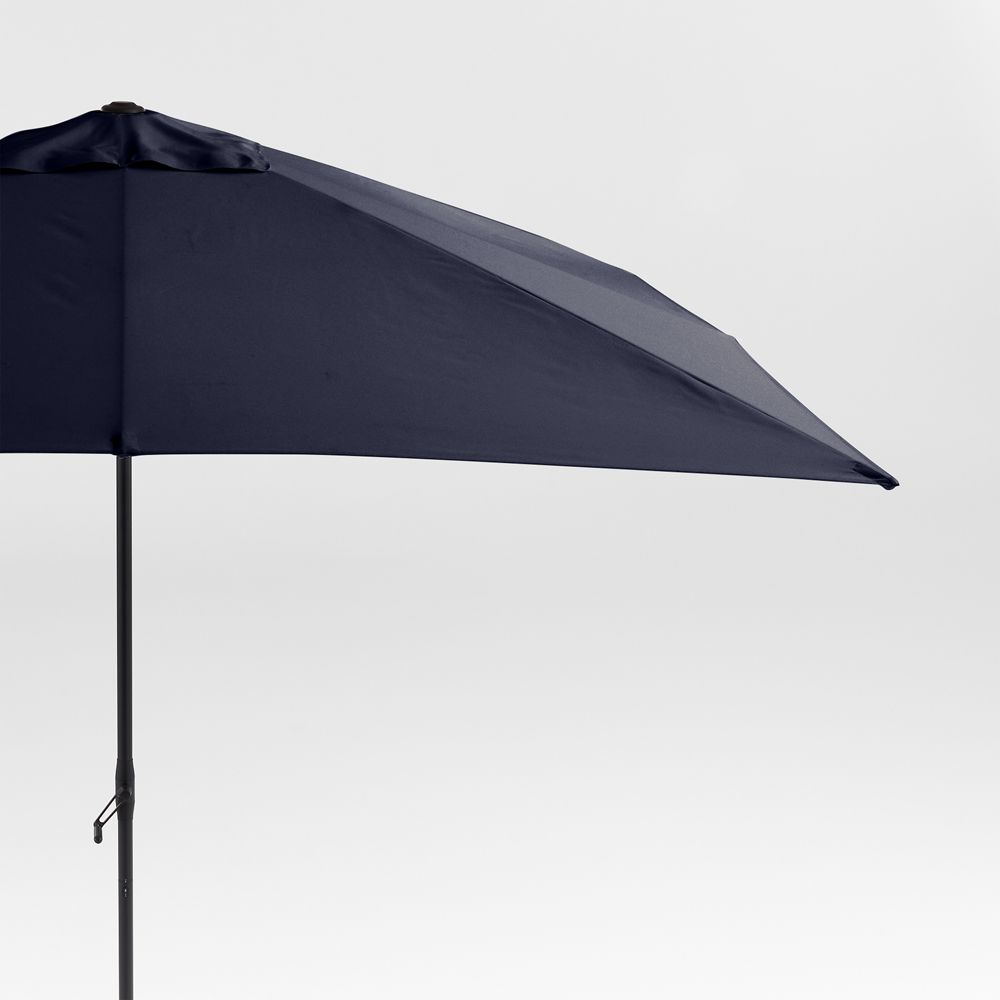10' Rectangle Sunbrella Canvas Navy Blue Outdoor Patio Umbrella with Frame