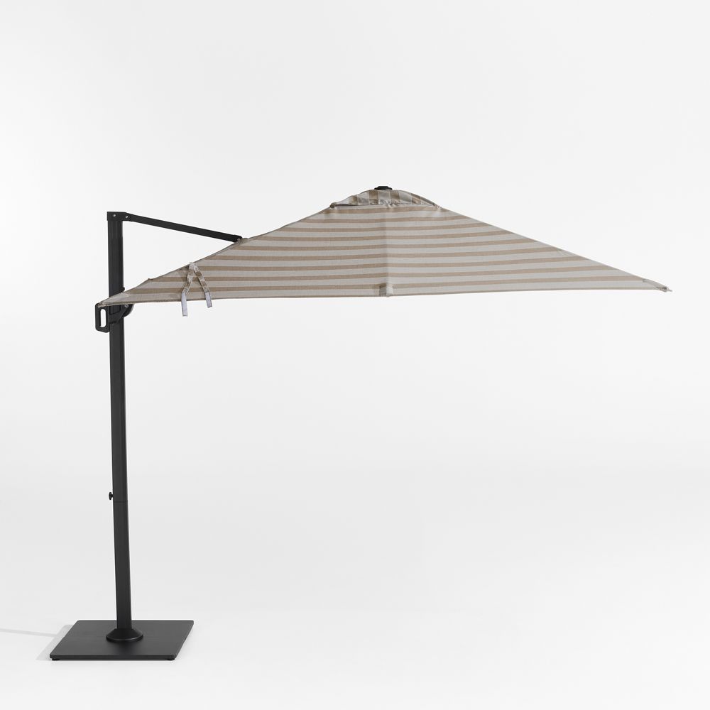 9' Square Sunbrella Range Dune Stripe Cantilever Outdoor Patio Umbrella with Frame