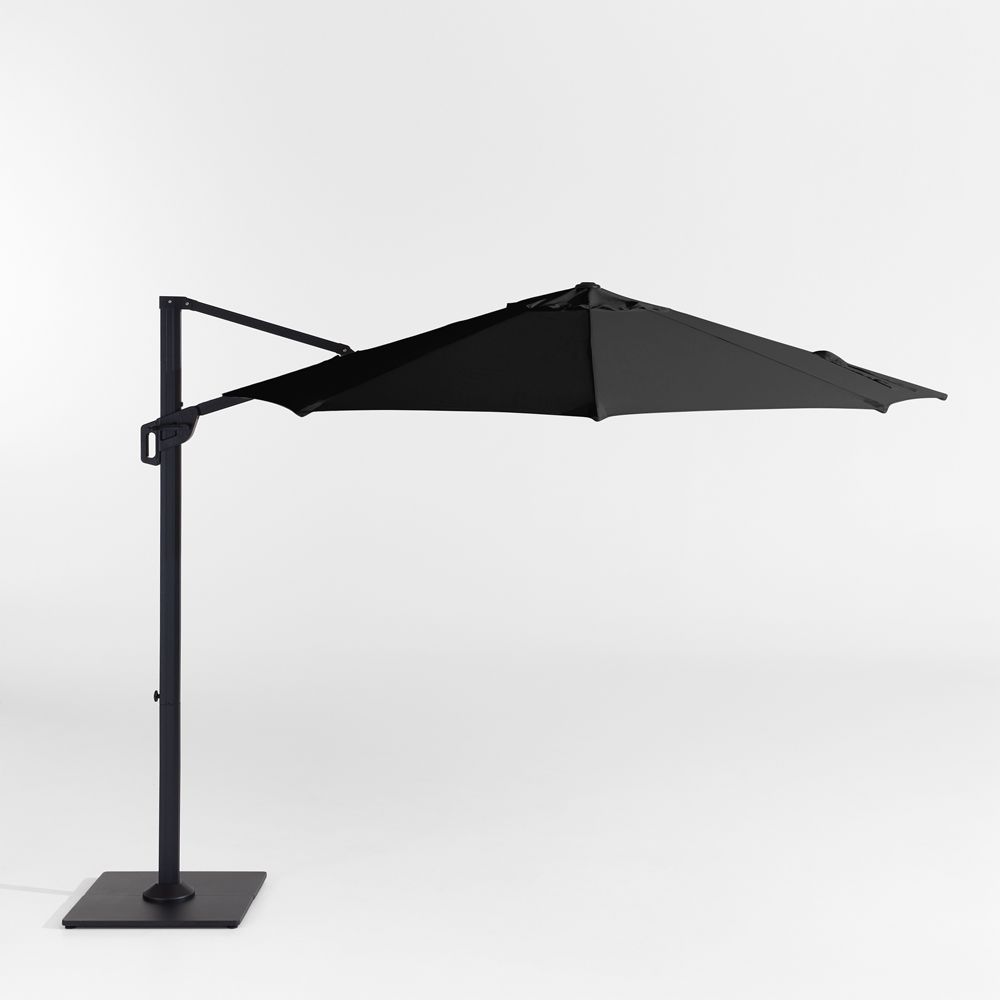 10' Round Sunbrella Canvas Black Cantilever Outdoor Patio Umbrella with Frame