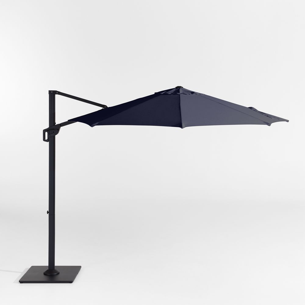 10' Round Sunbrella Canvas Navy Blue Cantilever Outdoor Patio Umbrella with Frame
