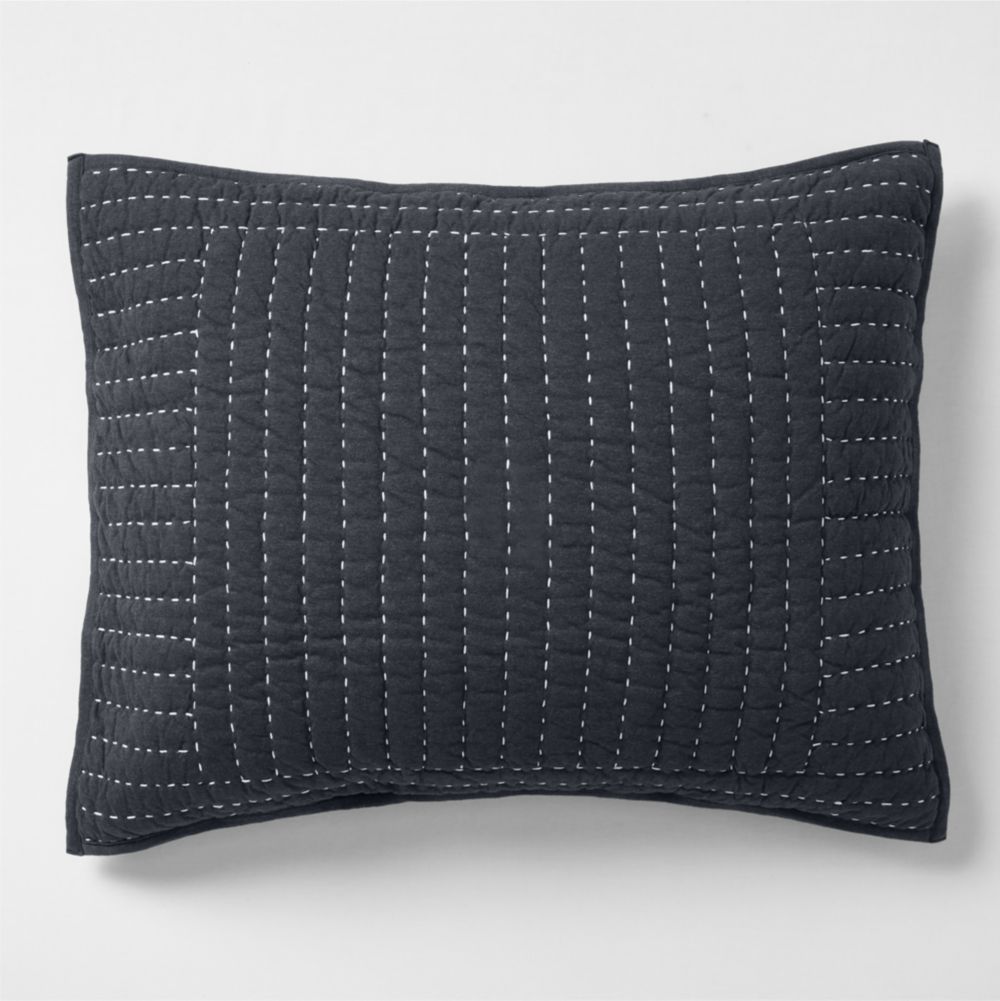Cozysoft Organic Jersey Midnight Navy Blue Quilted Bed Pillow Sham