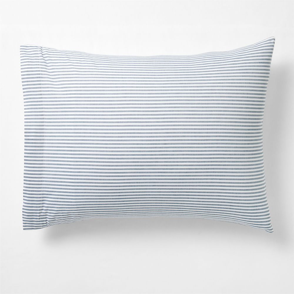 Oxford Shirting Light Indigo Blue Organic Cotton Reversible Bed Pillow Sham