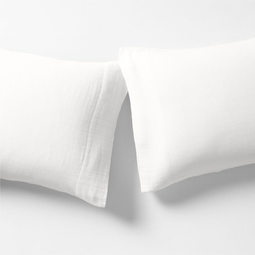 Organic Cotton Gauze Crisp White Pillowcases, Set of 2