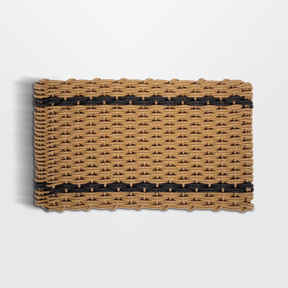 The Rope Co. White and Charcoal Stripe Indoor/Outdoor Handwoven Doormat