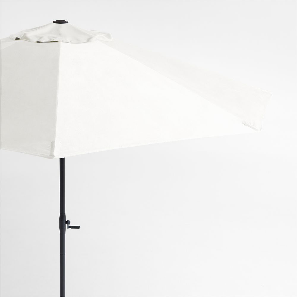 10' Round Sunbrella Canvas White Outdoor Patio Umbrella with Black Metal Frame